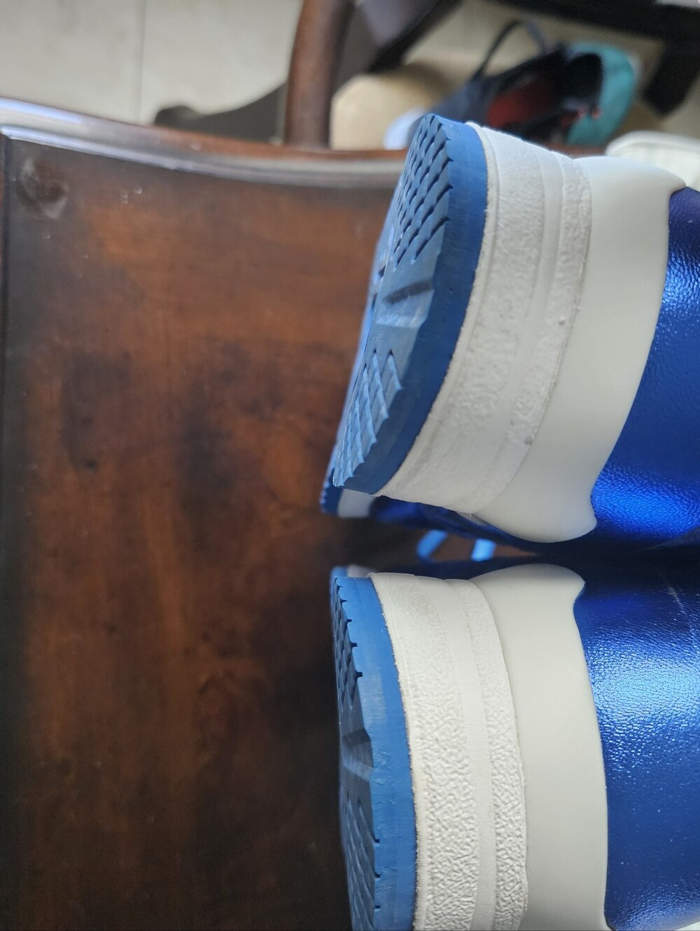 Women's Metallic Blue Lace-Up Sneakers - Picture 6 of 7